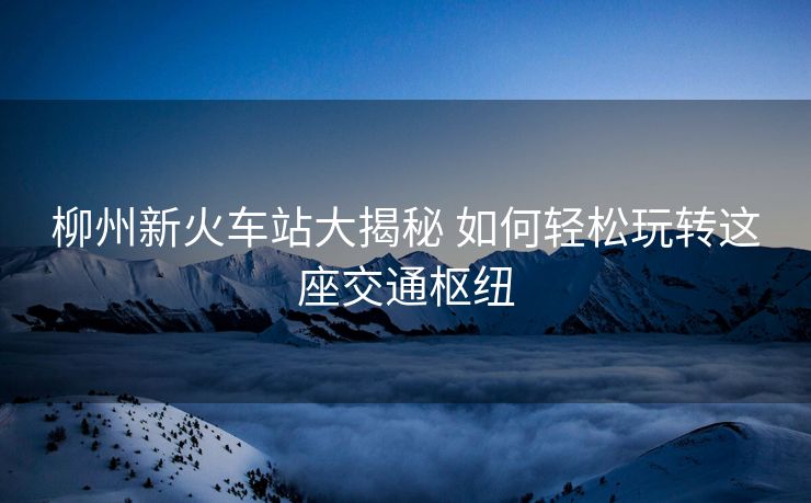 柳州新火車站大揭秘 如何輕松玩轉(zhuǎn)這座交通樞紐
