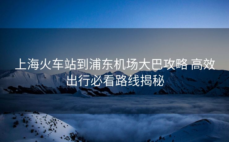 上?；疖囌镜狡謻|機(jī)場大巴攻略 高效出行必看路線揭秘
