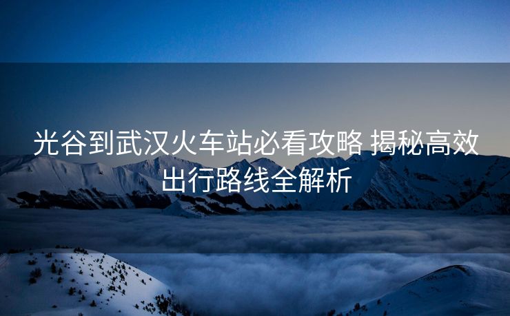 光谷到武漢火車站必看攻略 揭秘高效出行路線全解析