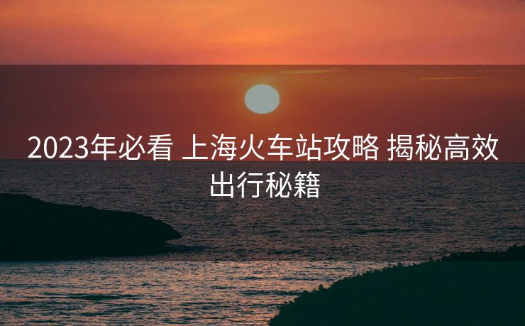 2023年必看 上?；疖囌竟ヂ?揭秘高效出行秘籍