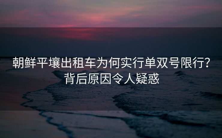 朝鮮平壤出租車為何實(shí)行單雙號(hào)限行？背后原因令人疑惑